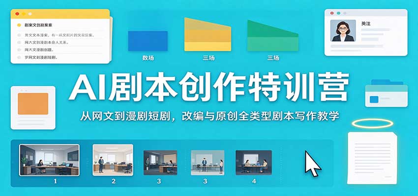 AI剧本创作特训营：从网文到漫剧短剧，改编与原创全类型剧本写作教学-985网创
