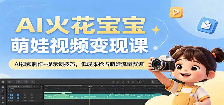 AI火花宝宝萌娃视频变现课：AI视频制作+提示词技巧，低成本抢占萌娃流量赛道-985网创
