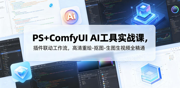 PS+ComfyUI AI工具实战课，插件联动工作流，高清重绘-抠图-生图生视频全精通-985网创