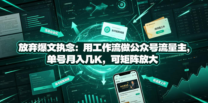 放弃爆文执念：用工作流做公众号流量主，单号月入几K，可矩阵放大-985网创