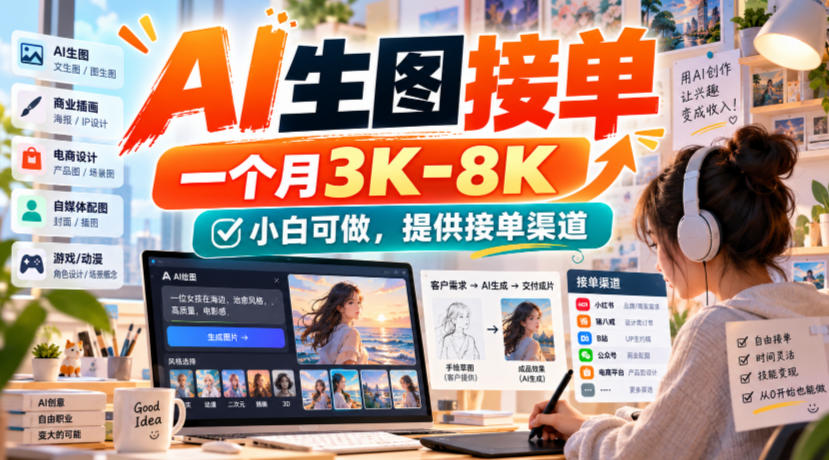 AI生图接单，一个月3K-8K，小白可做，提供接单渠道-985网创