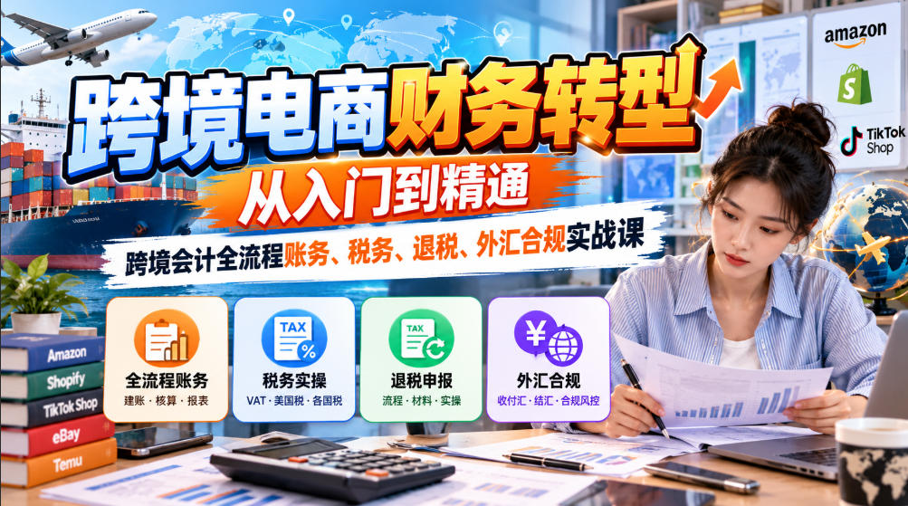 跨境电商财务转型：从入门到精通｜跨境会计全流程账务、税务、退税、外汇合规实战课-985网创