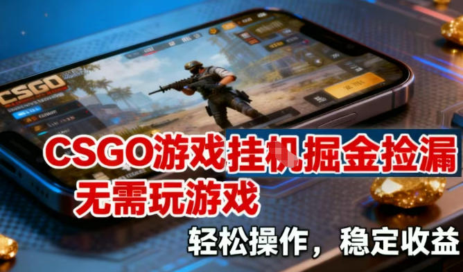 CSGO游戏挂G掘金捡漏，不需要玩游戏，操作简单，收益稳定【揭秘】-985网创