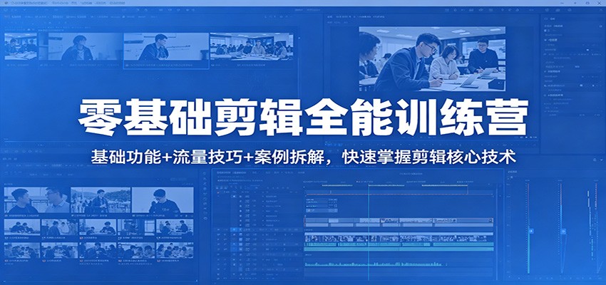 零基础剪辑全能训练营：基础功能+流量技巧+案例拆解，快速掌握剪辑核心技术-985网创