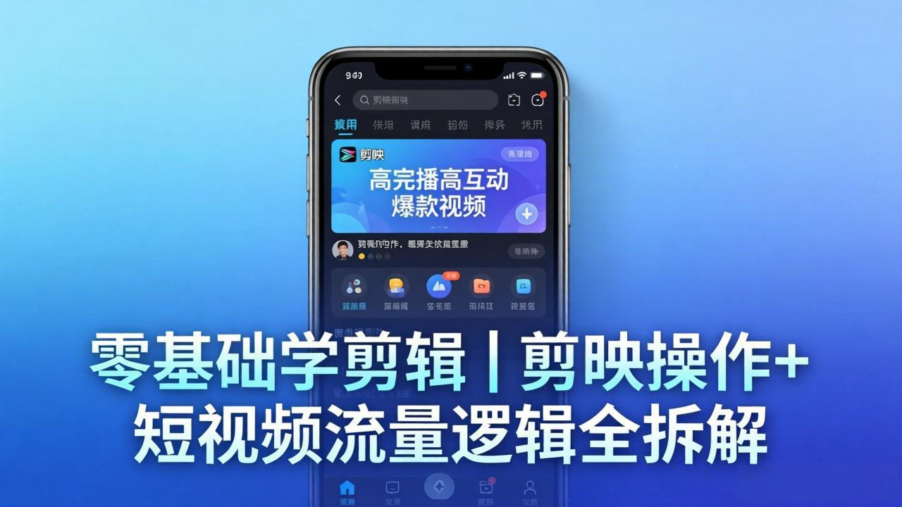 【零基础学剪辑】剪映操作+短视频流量逻辑全拆解｜手把手教你剪出高完播高互动爆款视频-985网创