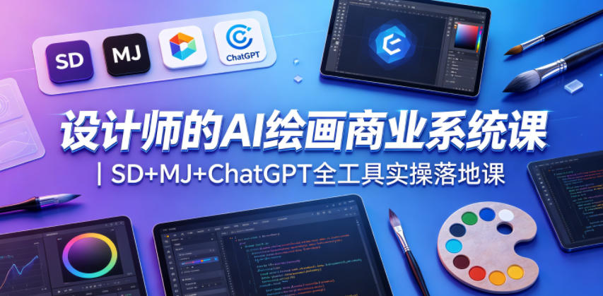 设计师的AI绘画商业系统课｜SD+MJ+ChatGPT全工具实操落地课-985网创