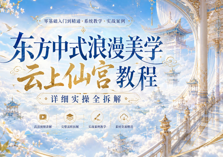 东方中式浪漫美学云上仙宫教程，详细实操全拆解-985网创