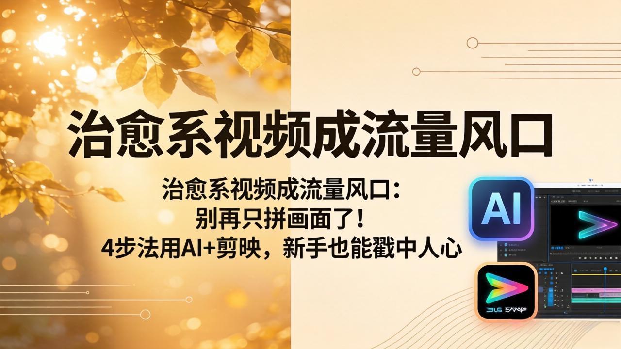 治愈系视频成流量风口：别再只拼画面了！4步法用AI+剪映，新手也能戳中人心-985网创