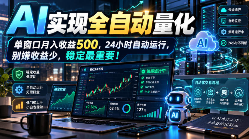 AI全自动量化项目，长期稳定可落地，0门槛躺赚稳定项目！-985网创
