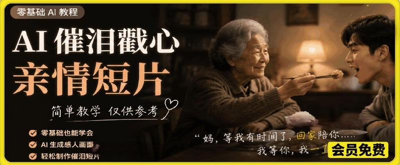 AI催泪戳心亲情短片，零基础AI教程，简单教学仅供参考-985网创