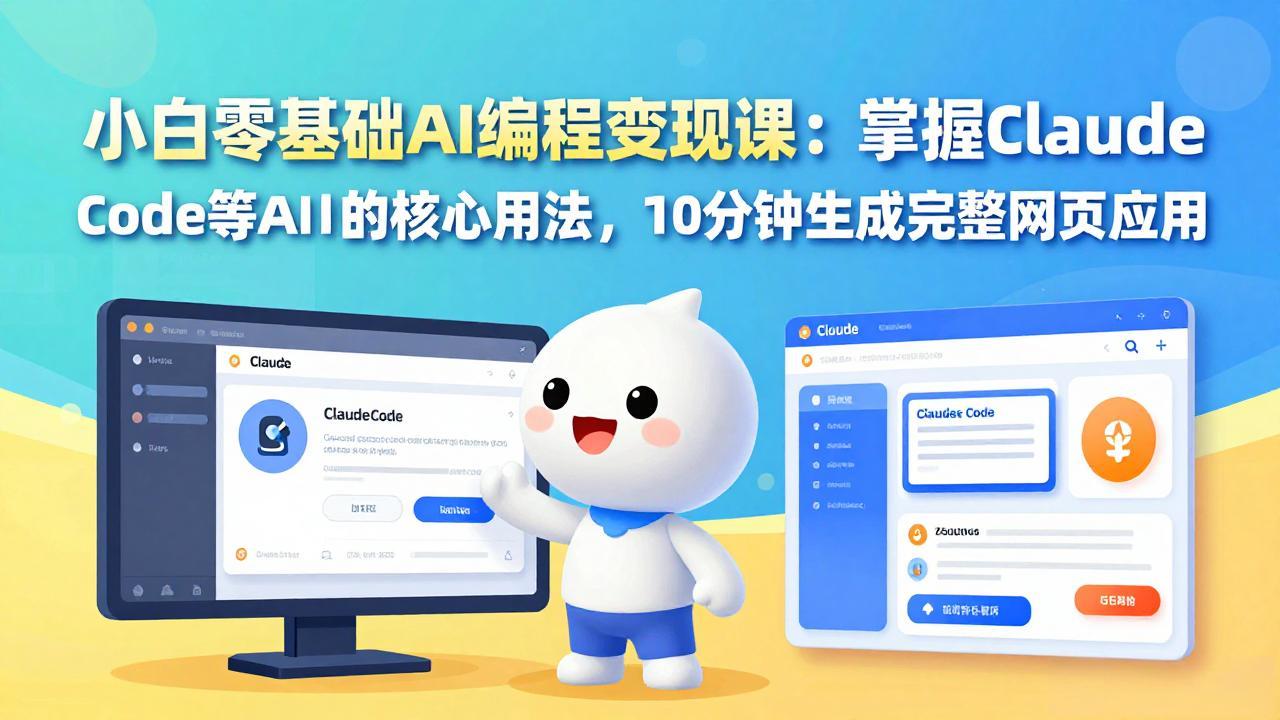 小白零基础AI编程变现课：掌握Claude Code等AI工具的核心用法，10分钟生成完整网页应用-985网创
