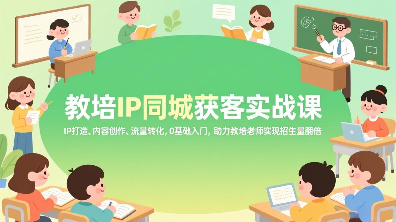 教培IP同城获客实战课，IP打造、内容创作、流量转化，0基础入门，助力教培老师实现招生量翻倍-985网创