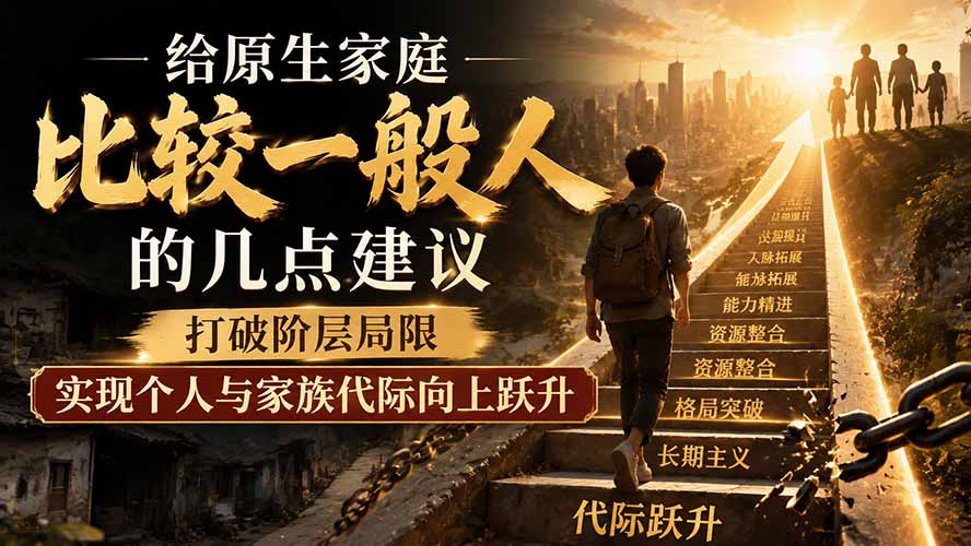 付费文章：给原生家庭比较一般人的几点建议，打破阶层局限，实现个人与家族代际向上跃升-985网创