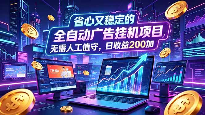 （18899期）全自动广告挂机项目，全程无需人工值守。稳定创收每日收益200+-985网创