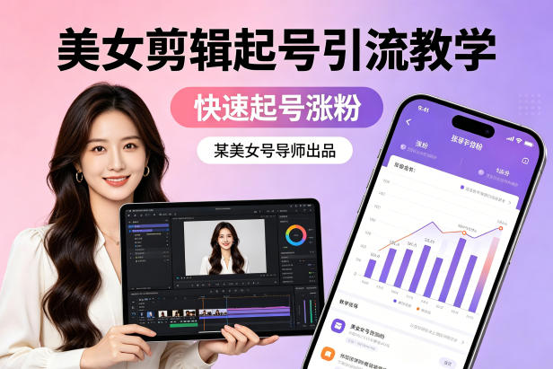 某美女号导师出品：美女剪辑起号引流教学，快速起号涨粉-985网创