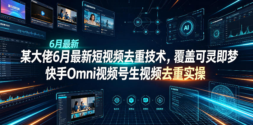 某大佬6月最新短视频去重技术，覆盖可灵即梦快手Omni视频号生视频去重实操-985网创