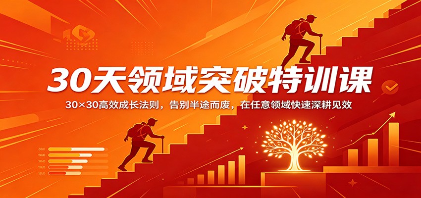 30天领域突破特训课：30×30高效成长法则，告别半途而废，在任意领域快速深耕见效-985网创