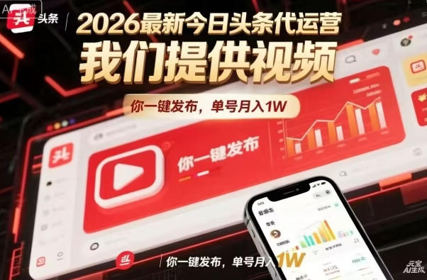 今日头条躺賺模式，你9我1，操作简单，一键发布，单机日入数百，长期合作【揭秘】-985网创