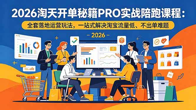 （19351期）2026淘天开单秘籍PRO实战陪跑课程-更新：全套落地运营玩法，一站式解决淘宝流量低、不出单难题-985网创