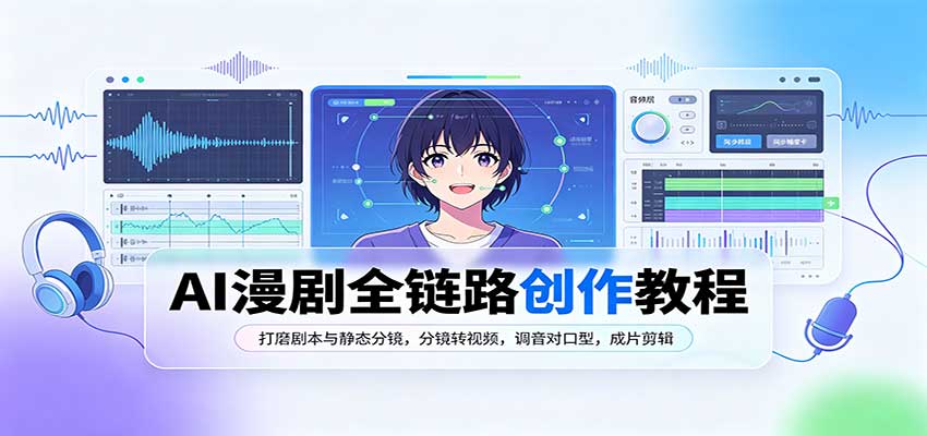 AI漫剧全链路创作教程：打磨剧本与静态分镜，分镜转视频，调音对口型，成片剪辑-985网创