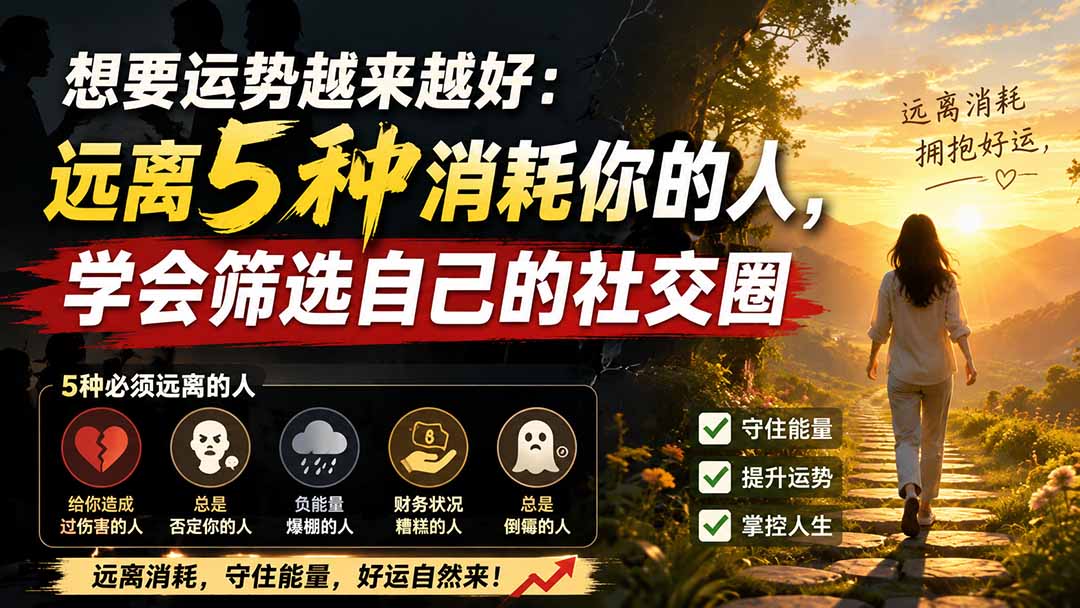 付费文章：想要运势越来越好：远离5种消耗你的人，学会筛选自己的社交圈-985网创