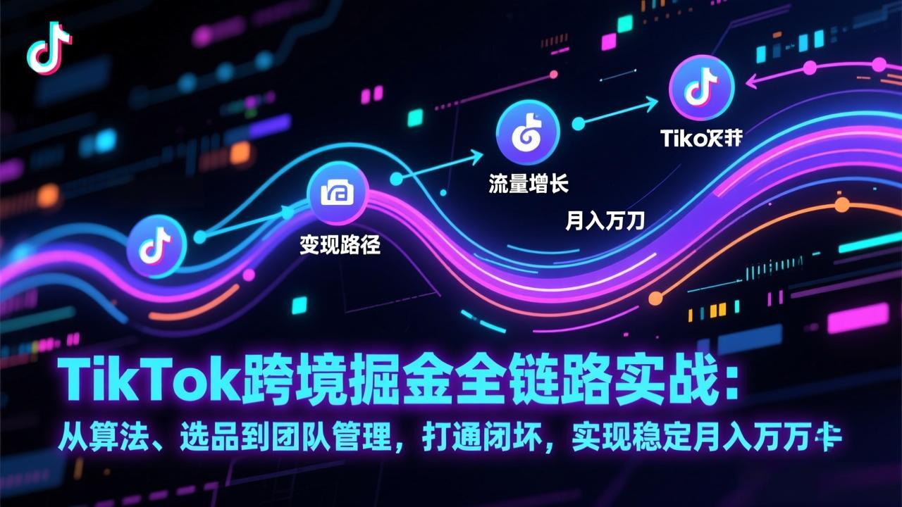 TikTok跨境掘金全链路实战：从算法、选品到团队管理，打通闭环，实现稳定月入万刀-985网创