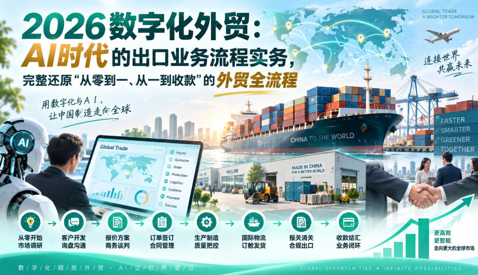 2026数字化外贸：AI时代的出口业务流程实务，完整还原”从零到一、从一到收款”的外贸全流程-985网创