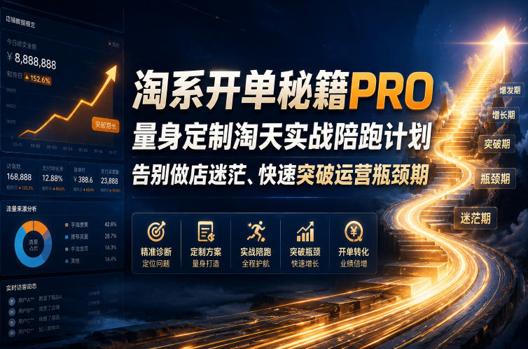 淘系开单秘籍PRO，量身定制淘天实战陪跑计划，告别做店迷茫、快速突破运营瓶颈期(2026年6月22日)-985网创