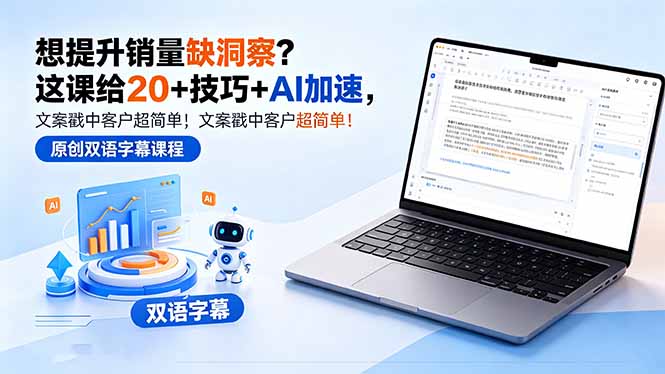 想提升销量缺洞察？这课给 20 + 技巧 + AI 加速，文案戳中客户超简单！【原创双语字幕】-985网创