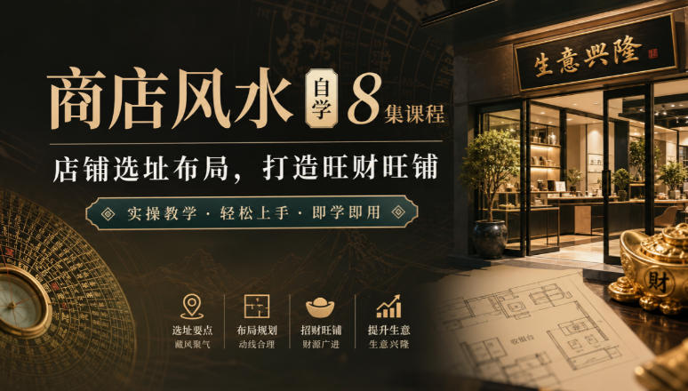 商店风水自学8集课程｜店铺选址布局，打造旺财旺铺实操教学-985网创