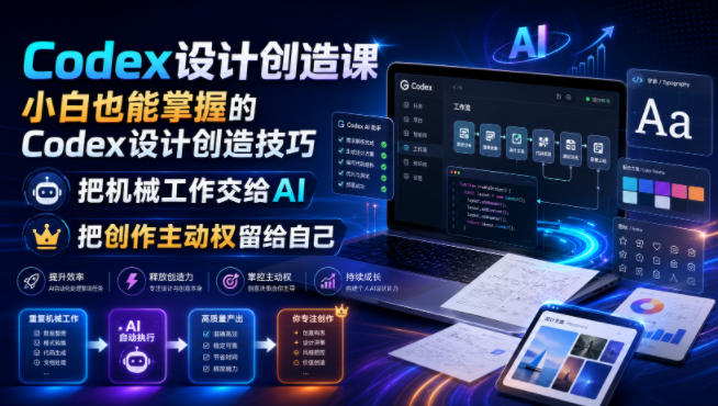 Codex设计创造课，小白也能掌握的Codex设计创造技巧，把机械工作交给AI，把创作主动权留给自己-985网创