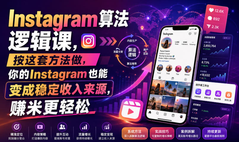 Instagram算法逻辑课，按这套方法做，你的Instagram也能变成稳定收入来源，賺米更轻松【原创双语字幕】-985网创