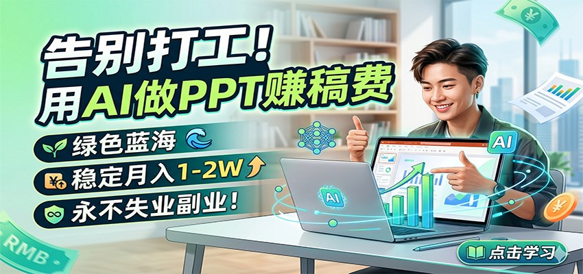 告别打工！用AI做PPT赚稿费，绿色蓝海，稳定月入1-2W，永不失业副业！-985网创