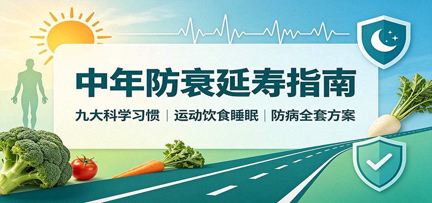 中年防衰延寿指南：九大科学习惯，运动饮食睡眠防病全套方案-985网创