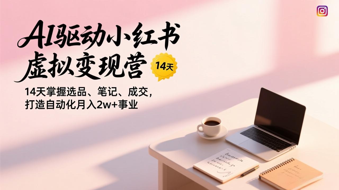 AI驱动小红书虚拟变现营，14天掌握选品、笔记、成交，打造自动化月入2w+事业-985网创