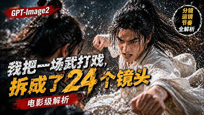用GPT-Image2，把一段武打对决拆成24个连续镜头，从人物建立、动作衔接、运镜节奏，到情绪爆发-985网创