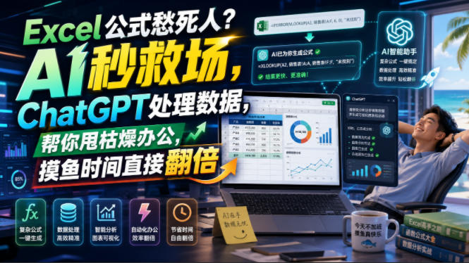 Excel公式愁死人？AI秒救场，ChatGPT处理数据，帮你甩枯燥办公，摸鱼时间直接翻倍【原创双语字幕】-985网创