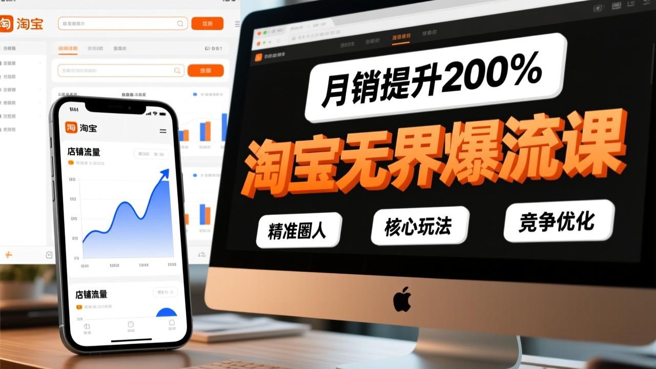 淘宝无界爆流课，精准圈人、核心玩法、竞争优化，快速引爆店铺流量，月销提升200%-985网创