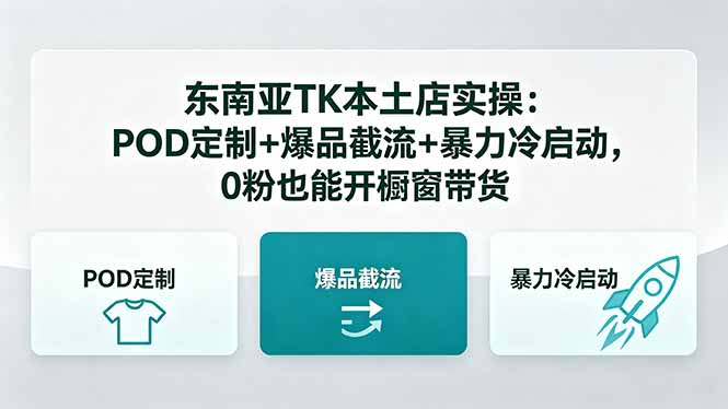 东南亚TK本土店实操：POD定制+爆品截流+暴力冷启动，0粉也能开橱窗带货-985网创