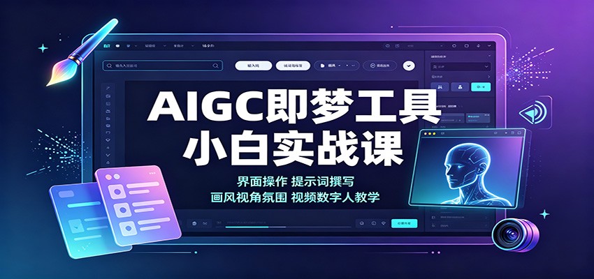 AIGC即梦工具小白实战课：界面操作，提示词撰写，画风视角氛围视频数字人教学-985网创