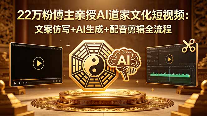 22万粉博主亲授AI道家文化短视频：文案仿写+AI生成+配音剪辑全流程-985网创
