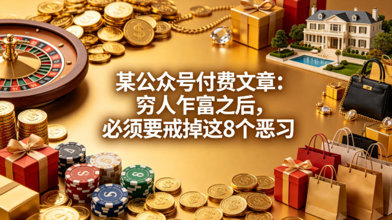 某公众号付费文章：穷人乍富之后，必须要戒掉这8个恶习-985网创