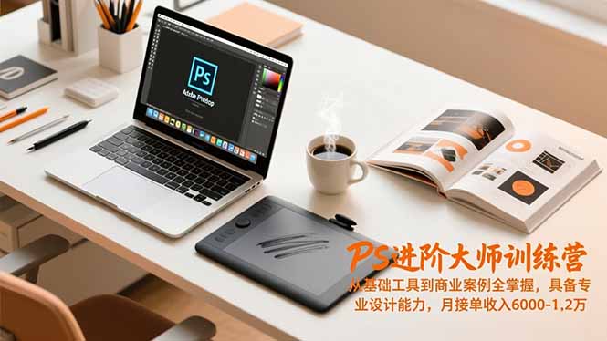 PS进阶大师训练营，从基础工具到商业案例全掌握，具备专业设计能力，月接单收入6000-1.2万-985网创
