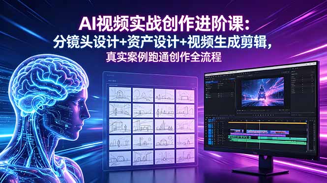 AI视频实战创作进阶课：分镜头设计+资产设计+视频生成剪辑，真实案例跑通创作全流程-985网创