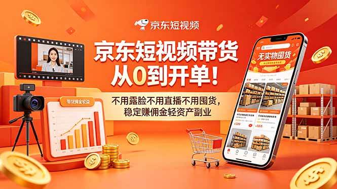 （18895期）京东短视频带货从0到开单！不用露脸不用直播不用囤货，稳定赚佣金轻资产副业-985网创