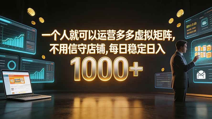 （19622期）一个人就可以运营多多虚拟矩阵，不用值守店铺，每日稳定日入 1000+-985网创