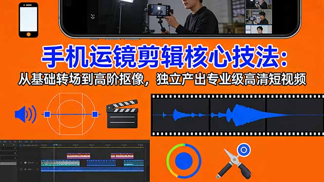 手机运镜 剪辑核心技法：从基础转场到高阶抠像，独立产出专业级高清短视频-985网创