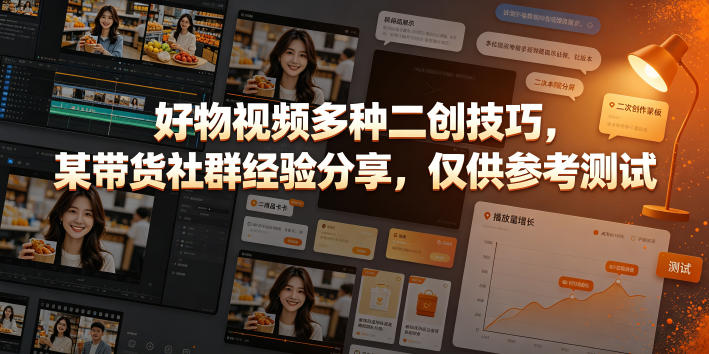 好物视频多种二创技巧，某带货社群经验分享，仅供参考测试-985网创
