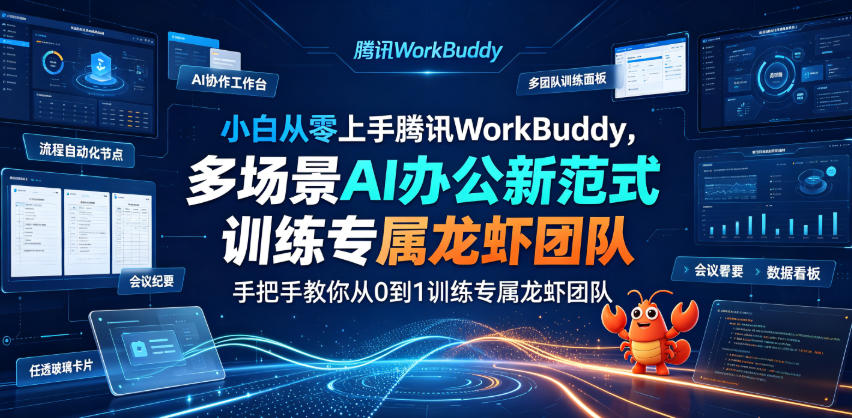 小白从零上手腾讯WorkBuddy，多场景AI办公新范式实战，手把手教你从0到1训练专属龙虾团队-985网创
