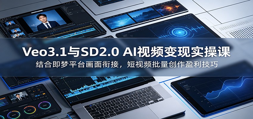 Veo3.1与SD2.0 AI视频变现实操课课：结合即梦平台画面衔接，短视频批量创作盈利技巧-985网创